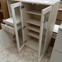 リユースのサカイ栃木店★ジモティ割あり★  食器棚 ホワイト W99.5×D42×H115.5 クリーニング済み TC11377の画像