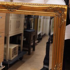 イタリアアンティーク調 ウォールミラー 大型 配達設置対応 サイズ：約67×87×5.5cm程度の画像