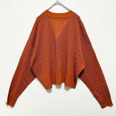 【極美品 / le colis】透かし編みカ－ディガン ショ－ト丈 オレンジの画像