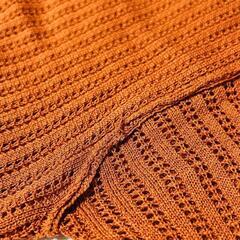 【極美品 / le colis】透かし編みカ－ディガン ショ－ト丈 オレンジの画像