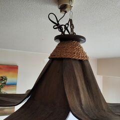 アジアンリゾート　お洒落な天井照明　ココナッツランプ　即使用可能　ブラウンの画像