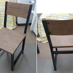 ④ アイアンフレーム 4人掛けダイニングセット テーブル幅110㎝  チェア×4脚 木目調 食卓セット　西岡店の画像