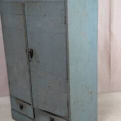 小さめ 古い書棚 木製 観音開き 両開き 本棚 キャビネット 書庫 飾り棚 収納家具 収納棚 古道具 古民家 アンティーク　の画像