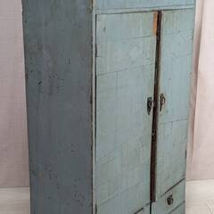 小さめ 古い書棚 木製 観音開き 両開き 本棚 キャビネット 書庫 飾り棚 収納家具 収納棚 古道具 古民家 アンティーク　の画像