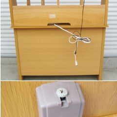 杉工場　学習机（サント電気/ライト付き）4口コンセント　デスク＆ワゴンセット　木製　蛍光灯　老舗メーカー　国産　233ZSの画像