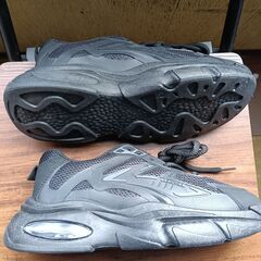 新品 25.5cm メンズ スニーカー ブラック 厚底 シューズ 普段着 識別番号:【T470-S】の画像