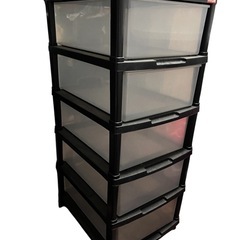 チェスト　黒　クリア　5段　キャスター付きの画像