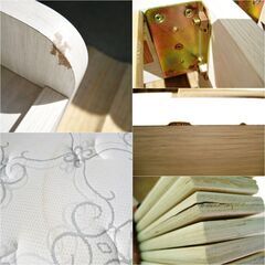 タンスのゲン　シングルベッド　フレーム　マットレス付き　2口コンセント　USB　宮付き　木製　寝具　引取り歓迎　269ZSの画像