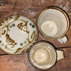 ⑤やちむん　コーヒーカップ＆ソーサー、オマケエスプレッソ用カップの画像