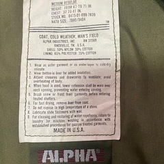 【Y00019】 ALPHA（アルファ）USA　M-65 フィールドジャケット　M　※おまけライナー付の画像