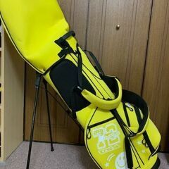 かわいいニコちゃんマークのビビットイエローカラー！ゴルフキャディバッグの画像