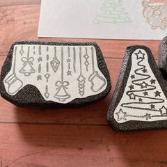ハンドメイド　消しゴムはんこ　クリスマスはんこ　4個セット　くまサンタの画像