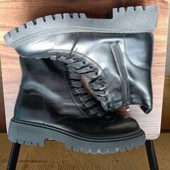 新品 24.5cm レディース ブーツ ブラック 厚底 シューズ ショートブーツ【B083-Z】の画像