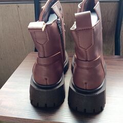 新品 22.5cm レディース ブーツ ブラウン 厚底 シューズ ショートブーツ【B084-Z】の画像