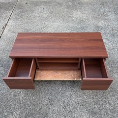 テレビボード　幅100　ブラウン　棚付き　引出付き　引出2杯　テレビ台　ミニテレビ台　ローボード　TV台　AVラック　コンパクト　リビングボードの画像