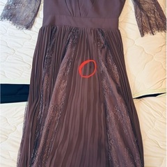 パーティドレス M プリーツ レースパープルの画像