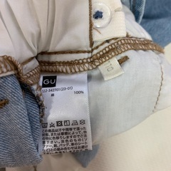 GU 110cm 水色 ワイド デニムパンツ 女児 女の子 子ども服 キッズの画像