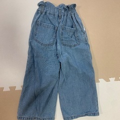 GU 110cm 水色 ワイド デニムパンツ 女児 女の子 子ども服 キッズの画像
