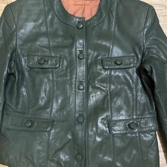 バブル風 ハロウィン コスプレ ヴィンテージ　深緑 グリーン レザー ジャケット セットアップの画像