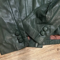 バブル風 ハロウィン コスプレ ヴィンテージ　深緑 グリーン レザー ジャケット セットアップの画像