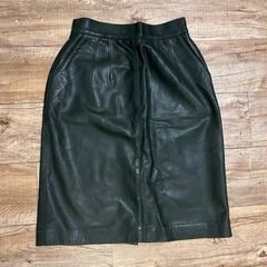 バブル風 ハロウィン コスプレ ヴィンテージ　深緑 グリーン レザー ジャケット セットアップの画像