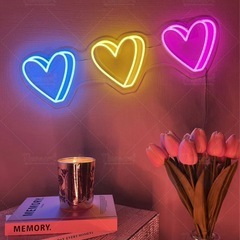 大きい　ハート　ネオンサイン　ネオンライト Come in, We're OPEN ネオン看板　LEDの画像