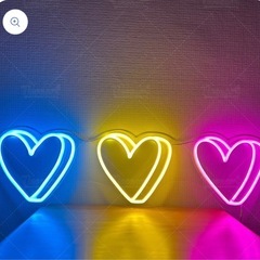 大きい　ハート　ネオンサイン　ネオンライト Come in, We're OPEN ネオン看板　LEDの画像