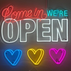 大きい　ネオンサイン Come in WE'RE OPEN ネオン看板　LEDの画像