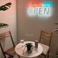 大きい　ネオンサイン Come in WE'RE OPEN ネオン看板　LEDの画像
