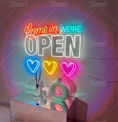 大きい　ネオンサイン Come in WE'RE OPEN ネオン看板　LED