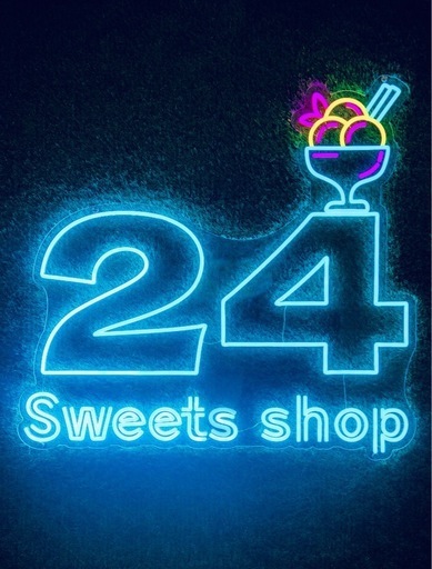 【希少品】24 Sweets shop ネオン看板　ネオン　LED ネオンサイン 希少品】24 Sweets shop ネオン看板 ネオン LED ネオンサイン 希少品