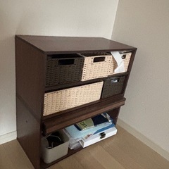 【美品】ニトリ　木目調収納棚（幅61×高さ65cm）の画像