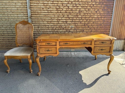 【GO-1290】ロココ調 テーブル 机 デスク 書斎 アンティーク