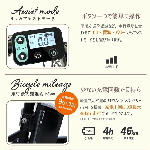 PROVROS 電動自転車 折りたたみ 電動アシスト自転車 20インチ シマノ6段変速 リチウムイオンバッテリー 前輪駆動 最大46k