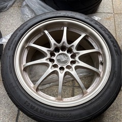 レイズ　ce28 4本　17インチ7.5jj 5穴114.5pcd ofs+43 タイヤ付(シバタイヤ215/45/17 TW280)溝ありの画像