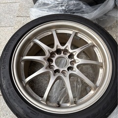 レイズ　ce28 4本　17インチ7.5jj 5穴114.5pcd ofs+43 タイヤ付(シバタイヤ215/45/17 TW280)溝ありの画像