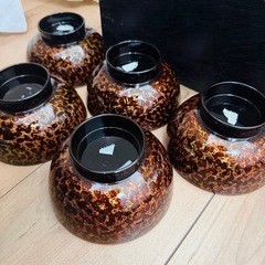 【会津塗り】漆器の汁椀 5客のセットの画像