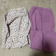 訳ありユニクロAIRism花柄パジャマセット（薄紫）の画像