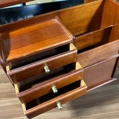 石2510-735 昭和レトロ 木製引き出し付き小物入れ 中古の画像