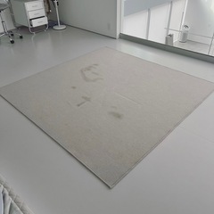 防音/抗菌/防臭/防火/はっ水 大きめループパイルカーペット 絨毯 無地 グレー グレージュ シンプル 正方形2m×2mの画像