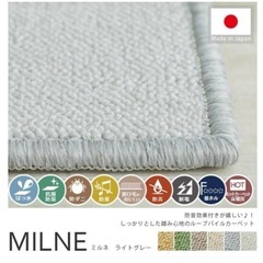 防音/抗菌/防臭/防火/はっ水 大きめループパイルカーペット 絨毯 無地 グレー グレージュ シンプル 正方形2m×2mの画像