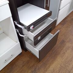 ★リユースのサカイ水戸店★  レンジ台 ダークブラウン×ホワイト H100×D53×W91 クリーニング済み MT6037の画像