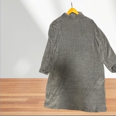 Francfranc グレー タートルネック フェザータッチワンピース ラメ入りの画像