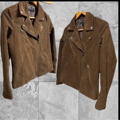 ユニクロ スウェードタッチライダースジャケット サイズSブラウの画像