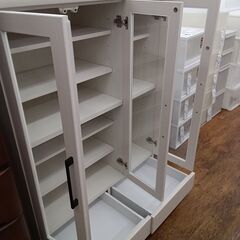 ★リユースのサカイ水戸店★  キャビネット オフホワイト H120.5×D41×W89.5 クリーニング済み MT6042の画像