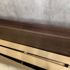 天然木ベッドフレームシングルウォールナット色高さ調整可の画像