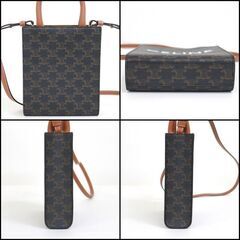 NR53　kt13857tm【CELINE】ミニバーティカルカバ 2WAYバッグ トリオンフ キャンバス ブラック×タン 194372BZK.04LUの画像