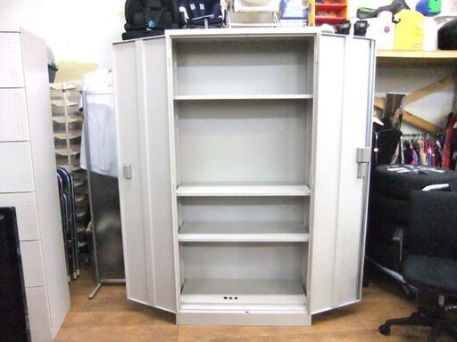 コクヨ スチール書庫 幅88×奥行38×高さ179cm 浅型 両開き 棚板5枚 鍵付き グレー系 保管庫 書類棚 事務用品 オフィス家