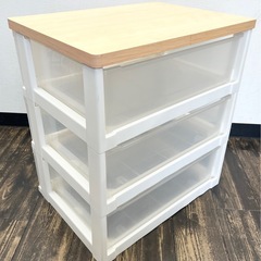 【中古品】3段 ワイドチェスト 木製天板 衣装ケース 衣類収納 収納家具の画像