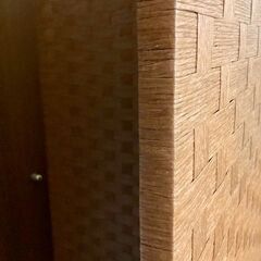 一部穴あり　ラタン調の4連パーテーション③の画像